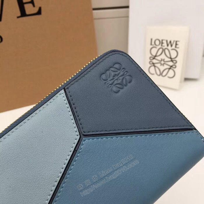 LOEWE錢包 122N89 頭層皮幾何錢包 羅意威原單長錢包  sl2052